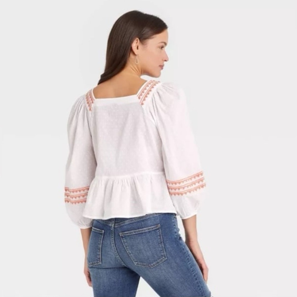 Universal Thread Embroidered Peplum Blouse - Picture 2 of 5